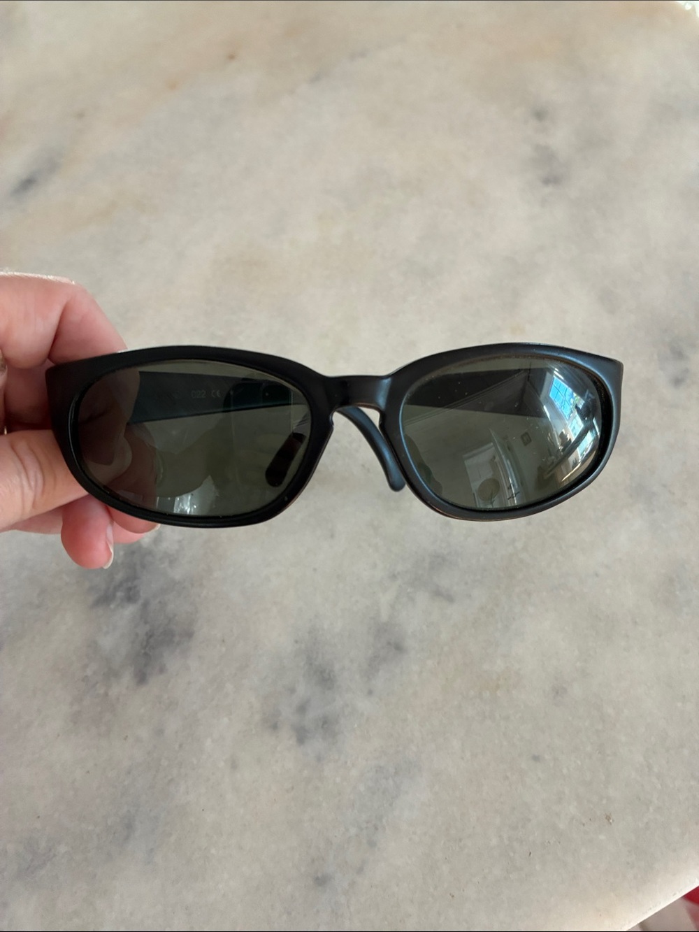 Vuarnet vintage pouilloux  Black Frame Sunglasses with Green Lenses